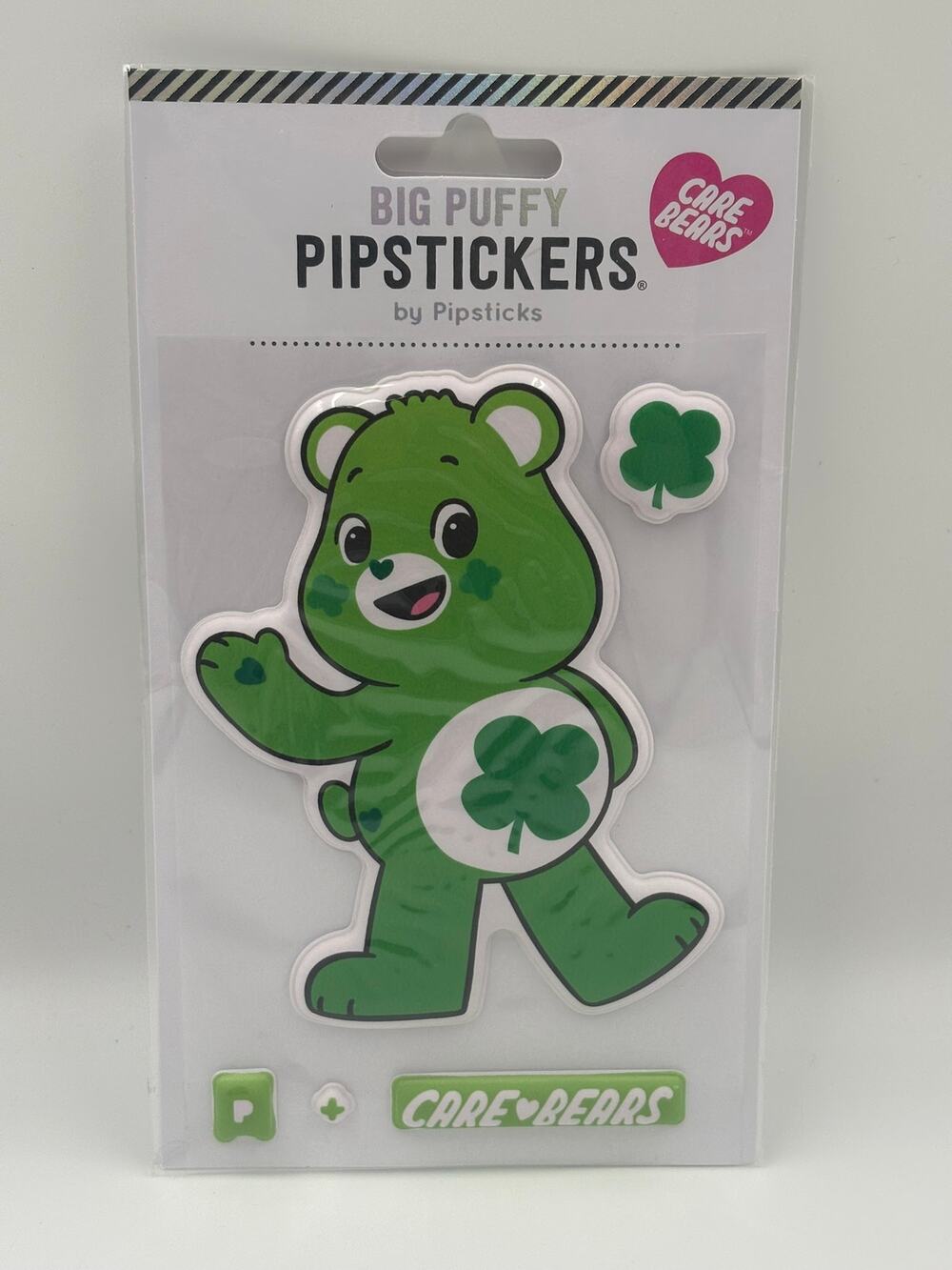 Pipsticks Care Bears Good Luck Bear Big Puffy Stickers Green NEW